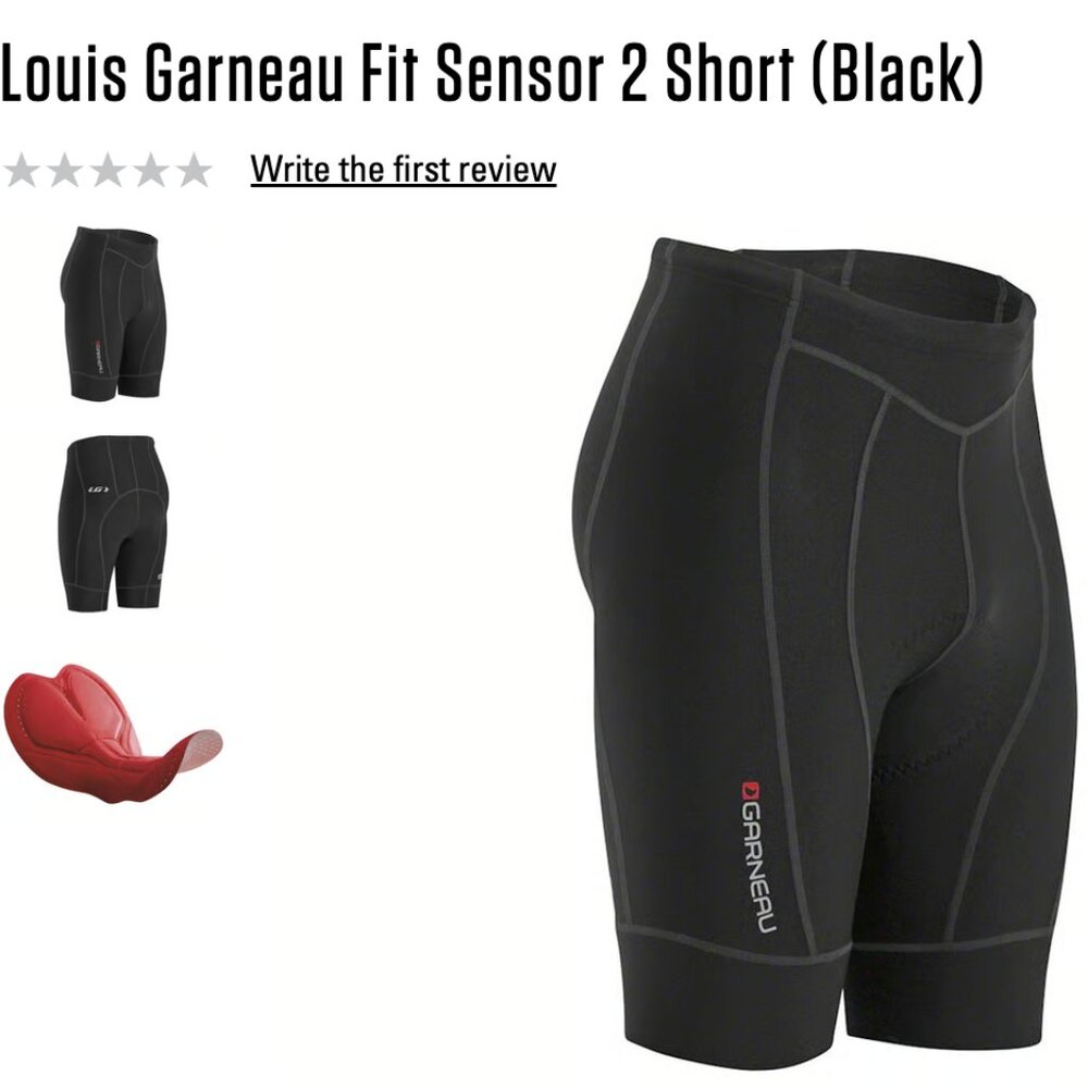Louis Garneau Fit Sensor 2 Black Padded Cycling Shorts Size S